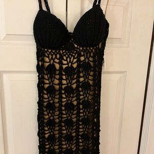 NWT Black Crochet Dress
